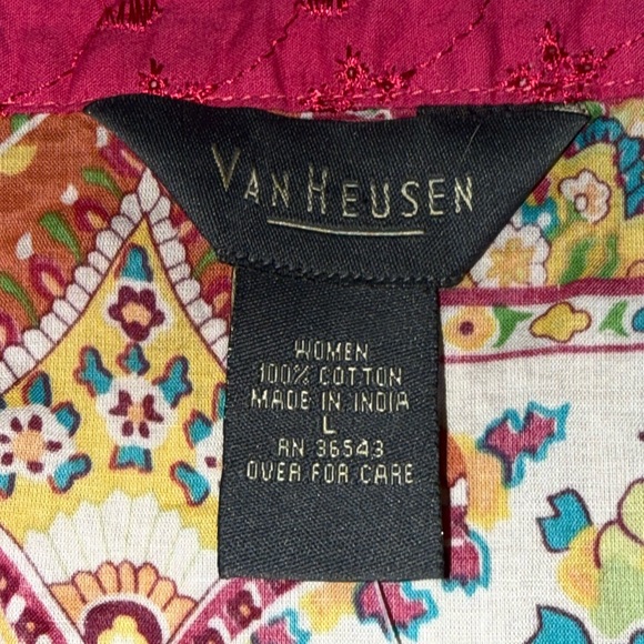 Van Huesen Top & Skirt Tropical NWT L Vibrant Multi Colors Vacation Island Artsy - Picture 6 of 14
